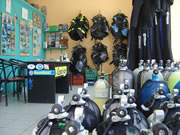 tanks and equipment in diving school